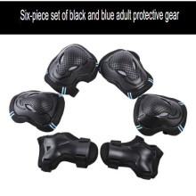 (Black and blue, M) Children's and adult protective gear set of 6