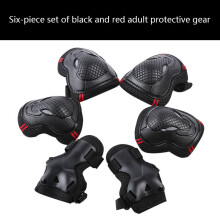 (Black and red, S) Children's and adult protective gear set of 6