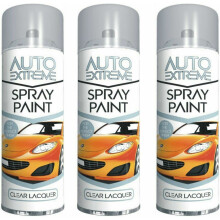 3 x 250ml Clear Lacquer spray paint Tough Bodywork Auto