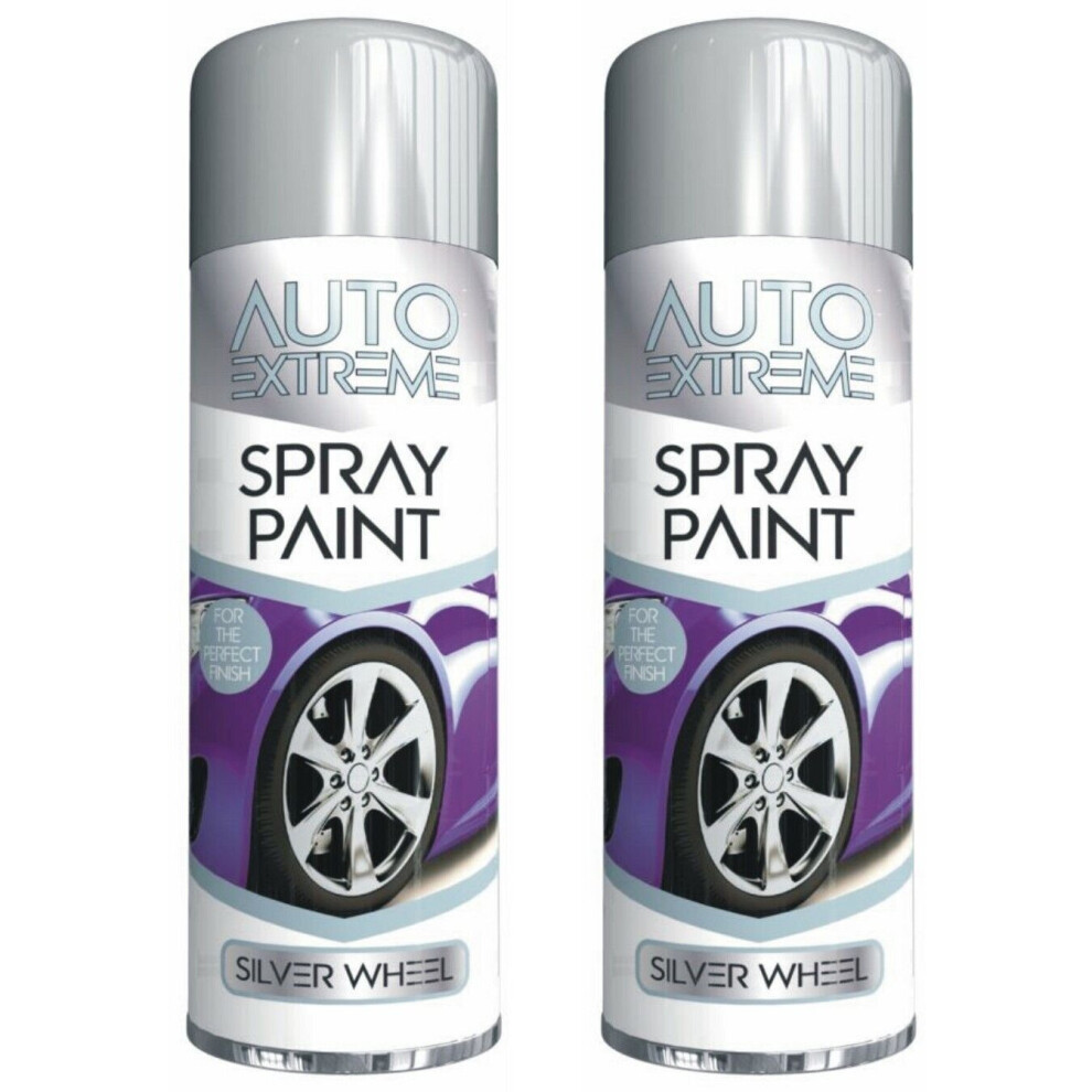 2 X 250Ml Silver Alloy Wheel Spray Paint Restorer Car Bike Auto Satin