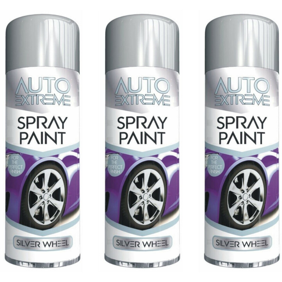 3 X 250Ml Silver Alloy Wheel Spray Paint Restorer Car Bike Auto Satin