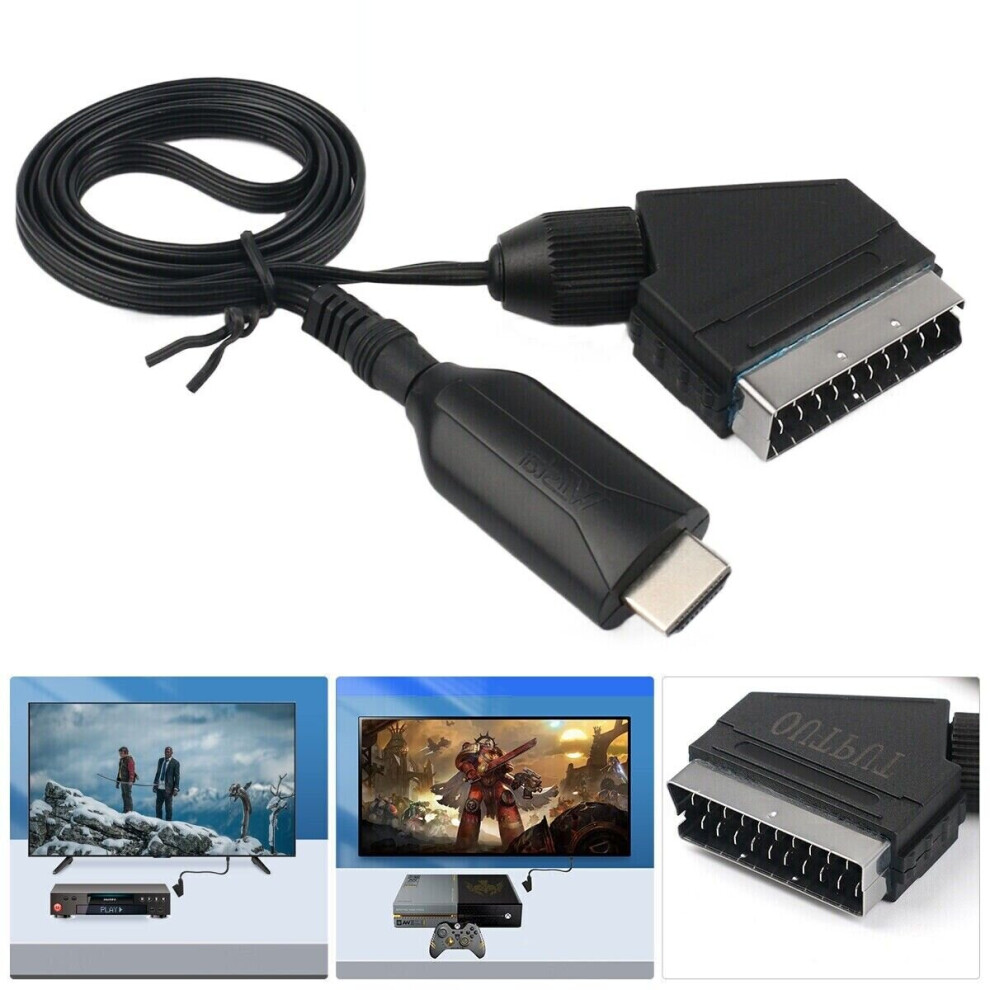 Portable SCART To HDMI Converter Cable Audio Video Adapter