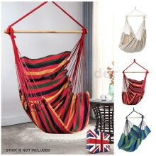 (White) Portable Hanging Hammock Chair Garden Swing Seat Tree Travel Camping