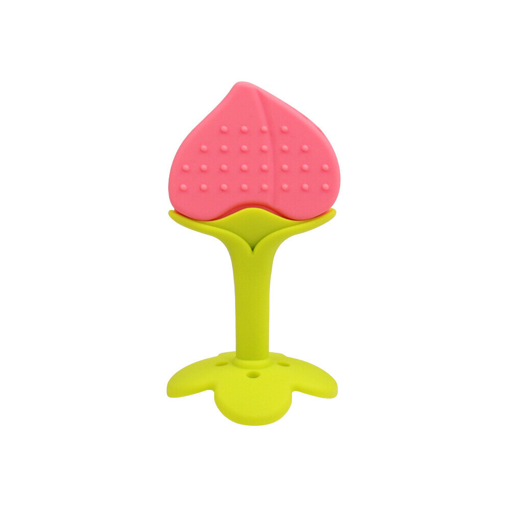 (peach) Baby silicone three-dimensional fruit molar stick