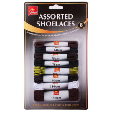 8 Pairs Assorted Shoe Laces Brown Black White Trainers Shoes Boots