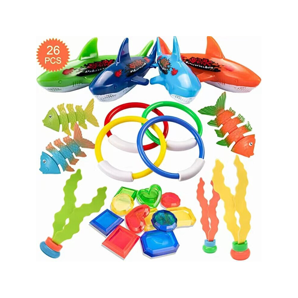 Photos - Pools Accessory  26PCS Diving Toys Set, Swimming Pool Toys for Kids, Underwater Diving Pool Toys Kit, Diving Rings, Diving Torpedo,(26PCS-B)