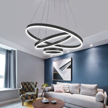 (Cool White) Modern 3 Ring Aluminum Round Hanging LED Pendant Light
