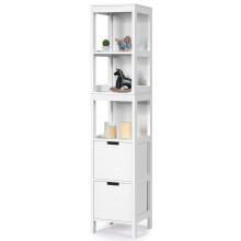 5-Tier Storage Cabinet Bathroom Tall Cabinet with 2 Drawers