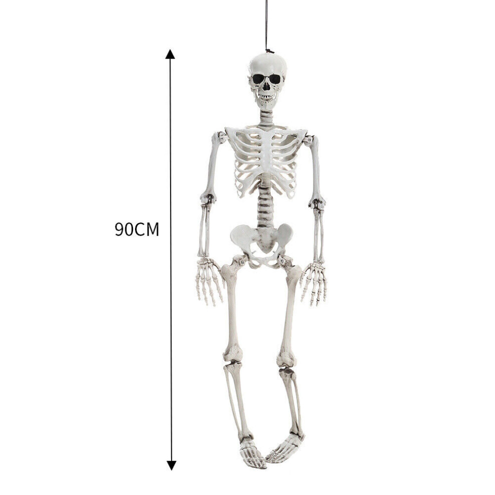 (90CM) Full Size Halloween Skeleton Haunted House Poseable Human Skeleton Prop Decors