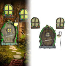Mini Fairy Garden Door & Window Kit – Glow-in-the-Dark Resin House for Outdoor Gnome & Fairy Gardens