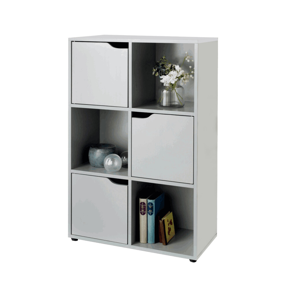 6 Cube Storage Unit 3 Doors Book Case Wooden Cabinets Book Shelf