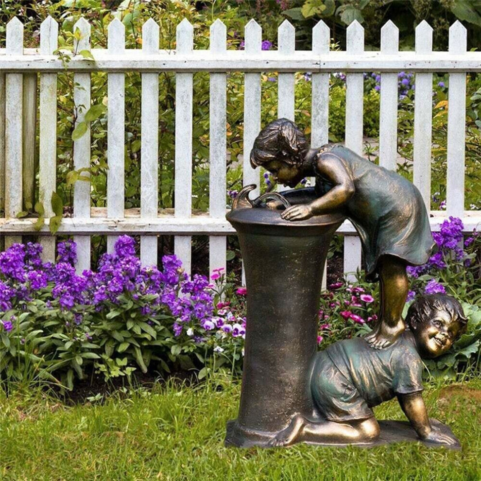 (B) Crafts Statues Garden Ornaments Outdoor Decor Kissing Kids Boy and Girl Statue