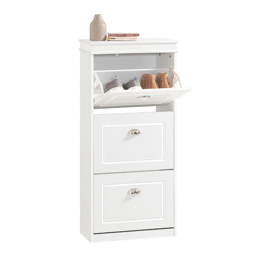 SoBuy FSR94-W, 3 Drawers Shoe Cabinet Shoe Rack Shoe Storage, White