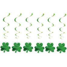 St Patricks Day Green Foil Hanging Swirl Shamrock Party Decorations
