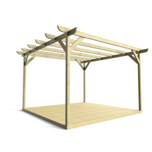 (Light Green (Natural), 4.2m x 4.2m (with 4 posts)) Pergola and decking kit (Corbel design)