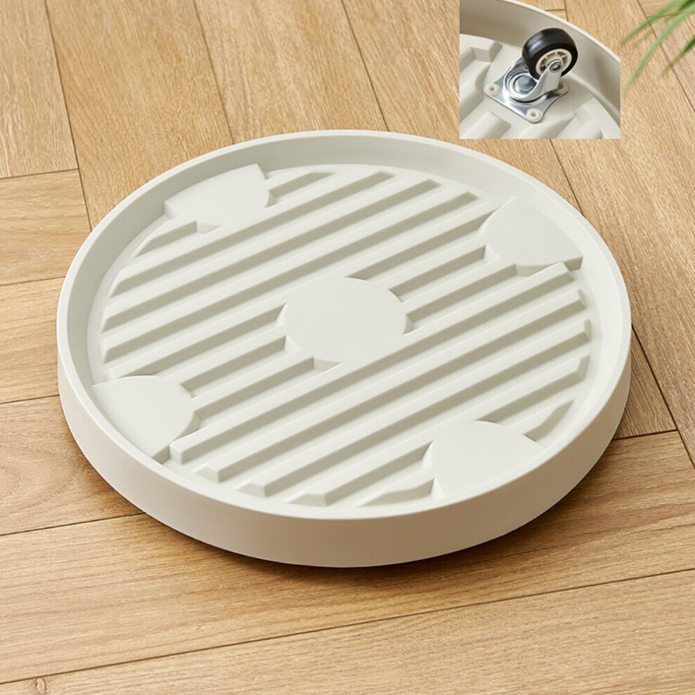 (Beige, 23cm) Pot Tray with Wheels Round Movable Planter Dolly Trolley Pallet Outdoor Indoor Tree Flower Planter Stand