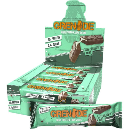 Grenade High Protein and Low Carb Bar, 12 x 60 g Dark Chocolate Mint