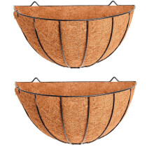 2 Wall Basket Planter & Coco Liner 16 Inch Decorative Flower Basket