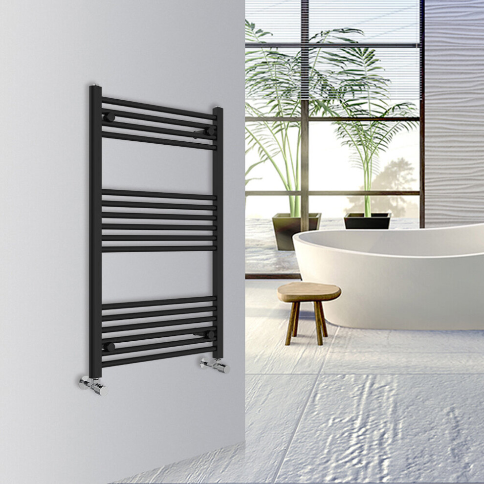Warmehaus (, 1000X600mm) Straight Bathroom Heated Towel Rail Warmer Radiator Central Heating Black