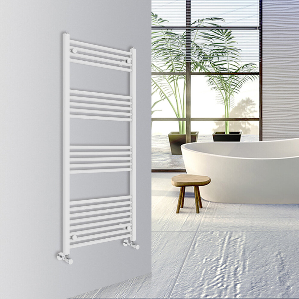 (White, 1400x600mm) Warmehaus Straight Bathroom Heated Towel Rail Warmer Radiator Central Heating