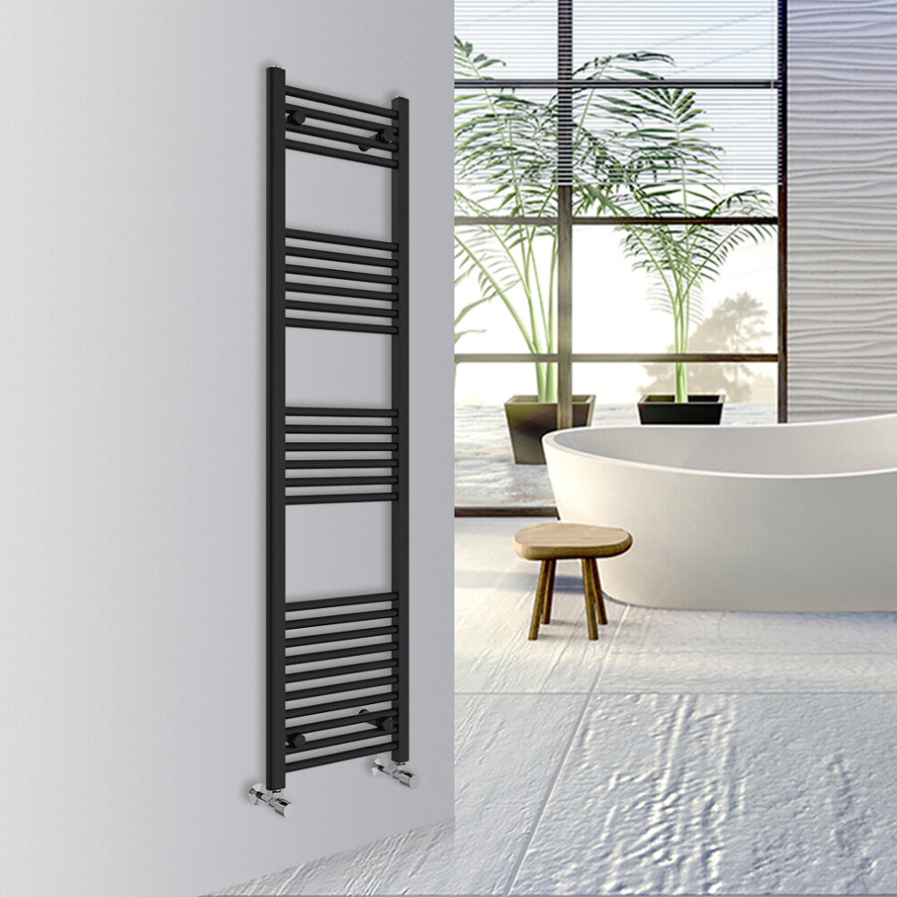 (Black, 1600x400mm) Warmehaus Straight Bathroom Heated Towel Rail Warmer Radiator Central Heating