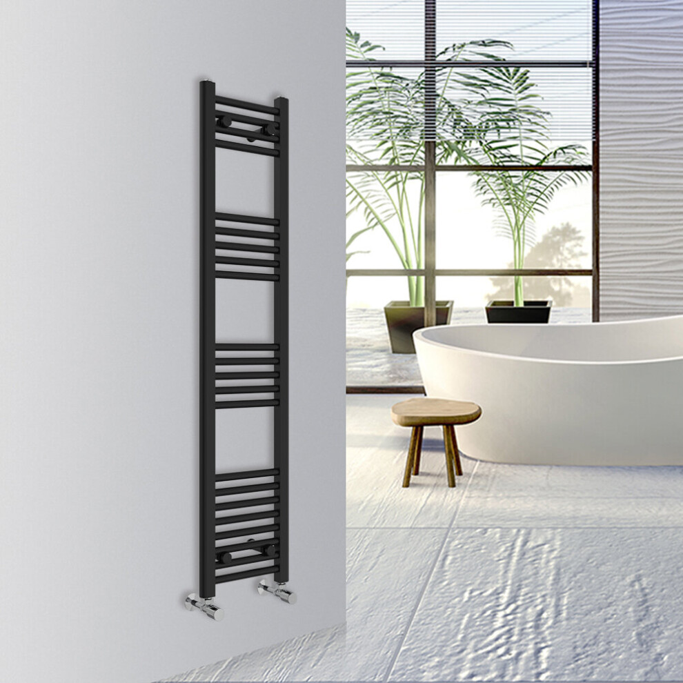 (Black, 1400x300mm) Warmehaus Straight Bathroom Heated Towel Rail Warmer Radiator Central Heating