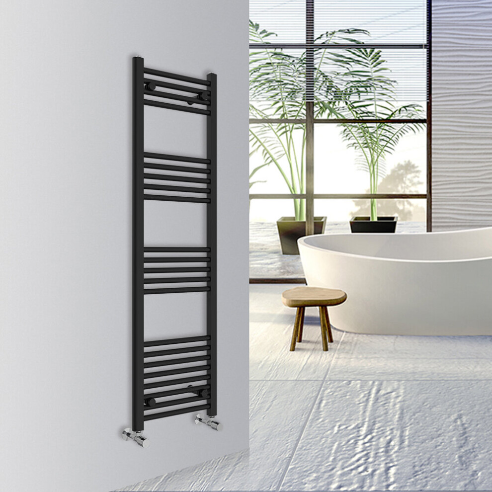 (Black, 1400x400mm) Warmehaus Straight Bathroom Heated Towel Rail Warmer Radiator Central Heating