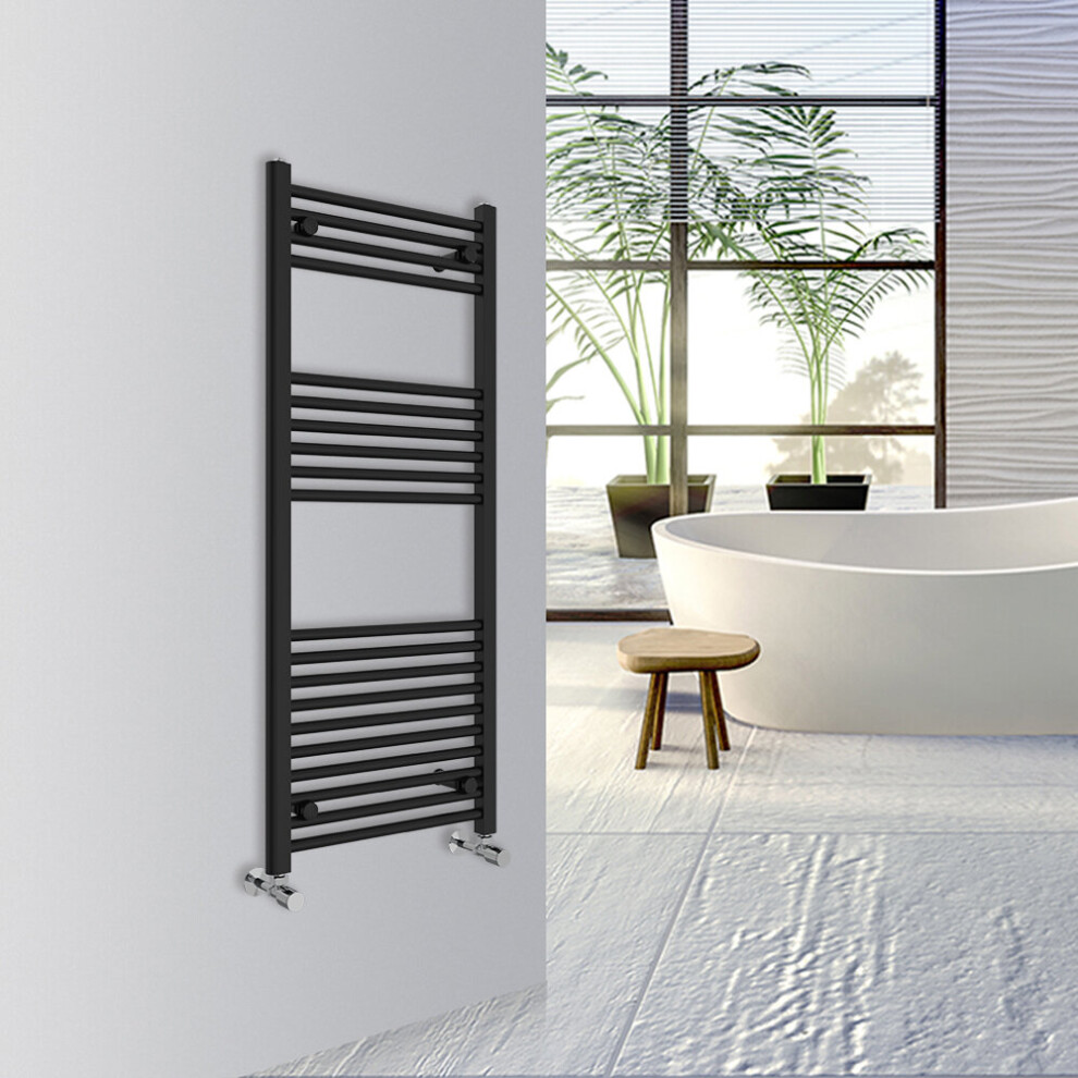 (Black, 1200x500mm) Warmehaus Straight Bathroom Heated Towel Rail Warmer Radiator Central Heating