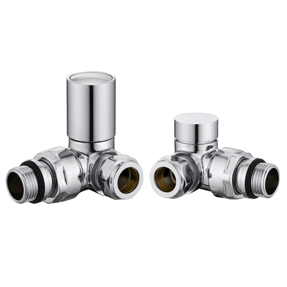 Warmehaus 15Mm Round Head Corner Radiator Valves Angled Towel Rail Valve + Lockshield Valve Chrome