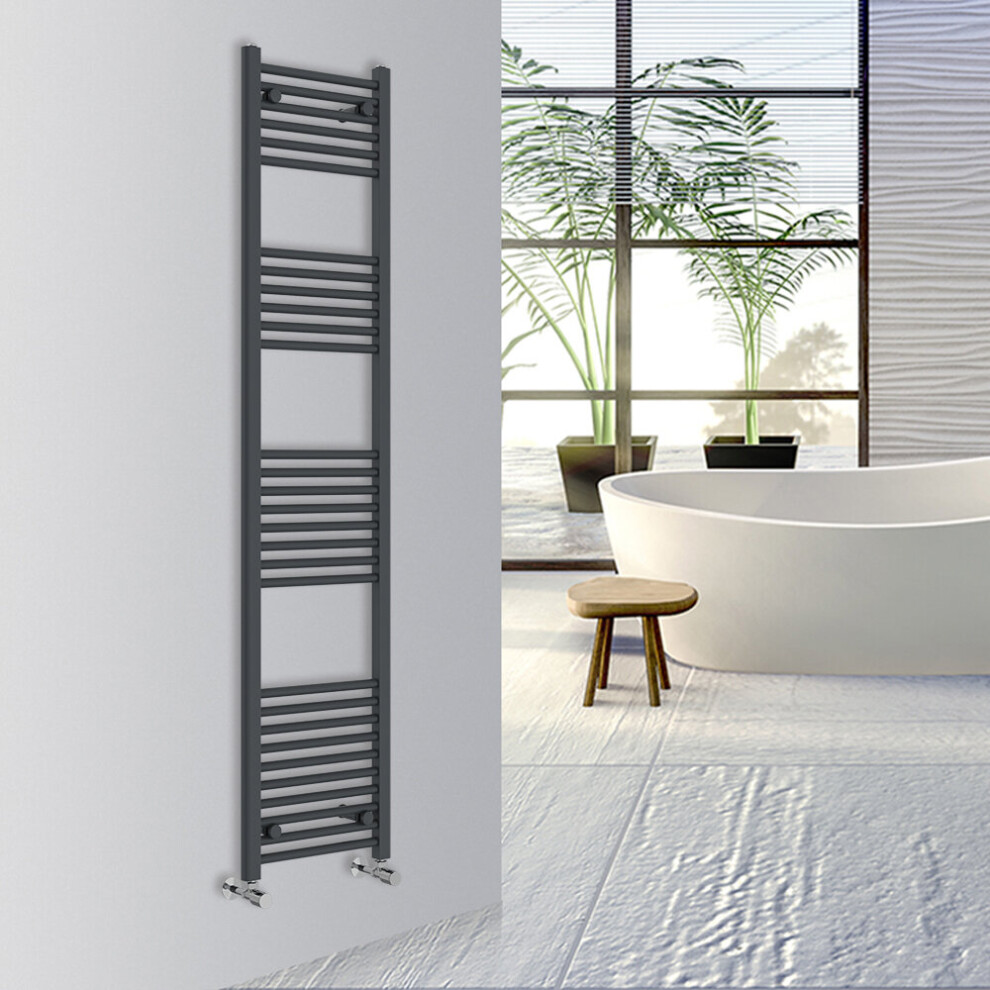 (Anthracite, 1800x400mm) Warmehaus Straight Bathroom Heated Towel Rail Warmer Radiator Central Heating