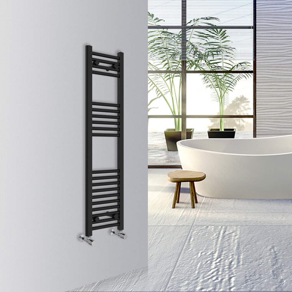 Warmehaus (, 1200X300mm) Straight Bathroom Heated Towel Rail Warmer Radiator Central Heating Black