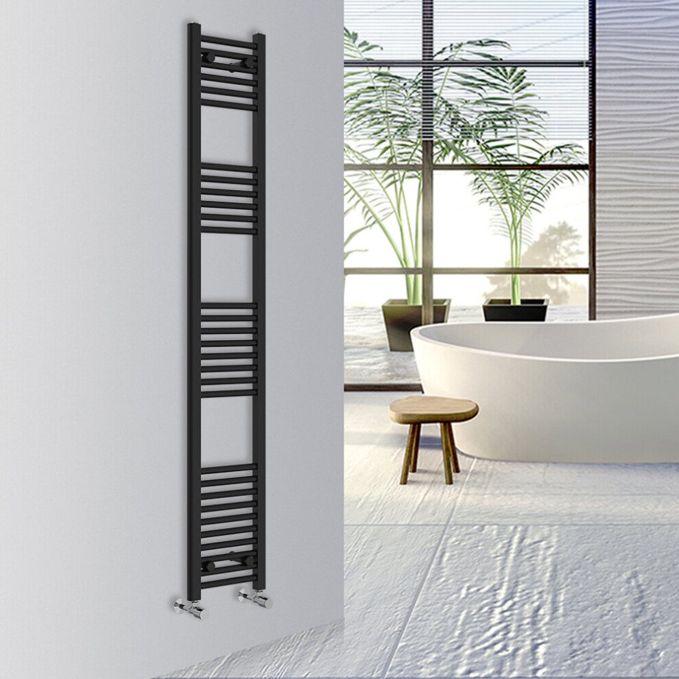 (Black, 1800x300mm) Warmehaus Straight Bathroom Heated Towel Rail Warmer Radiator Central Heating