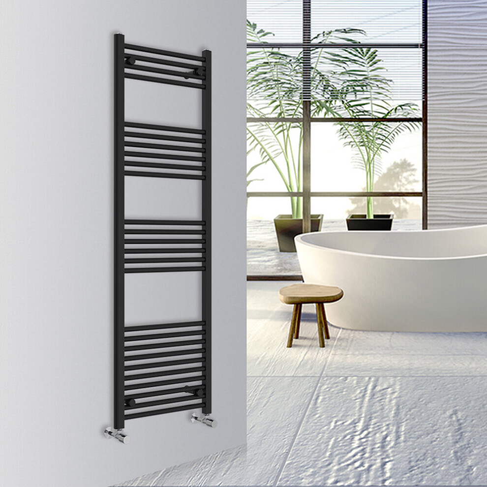 (Black, 1600x500mm) Warmehaus Straight Bathroom Heated Towel Rail Warmer Radiator Central Heating