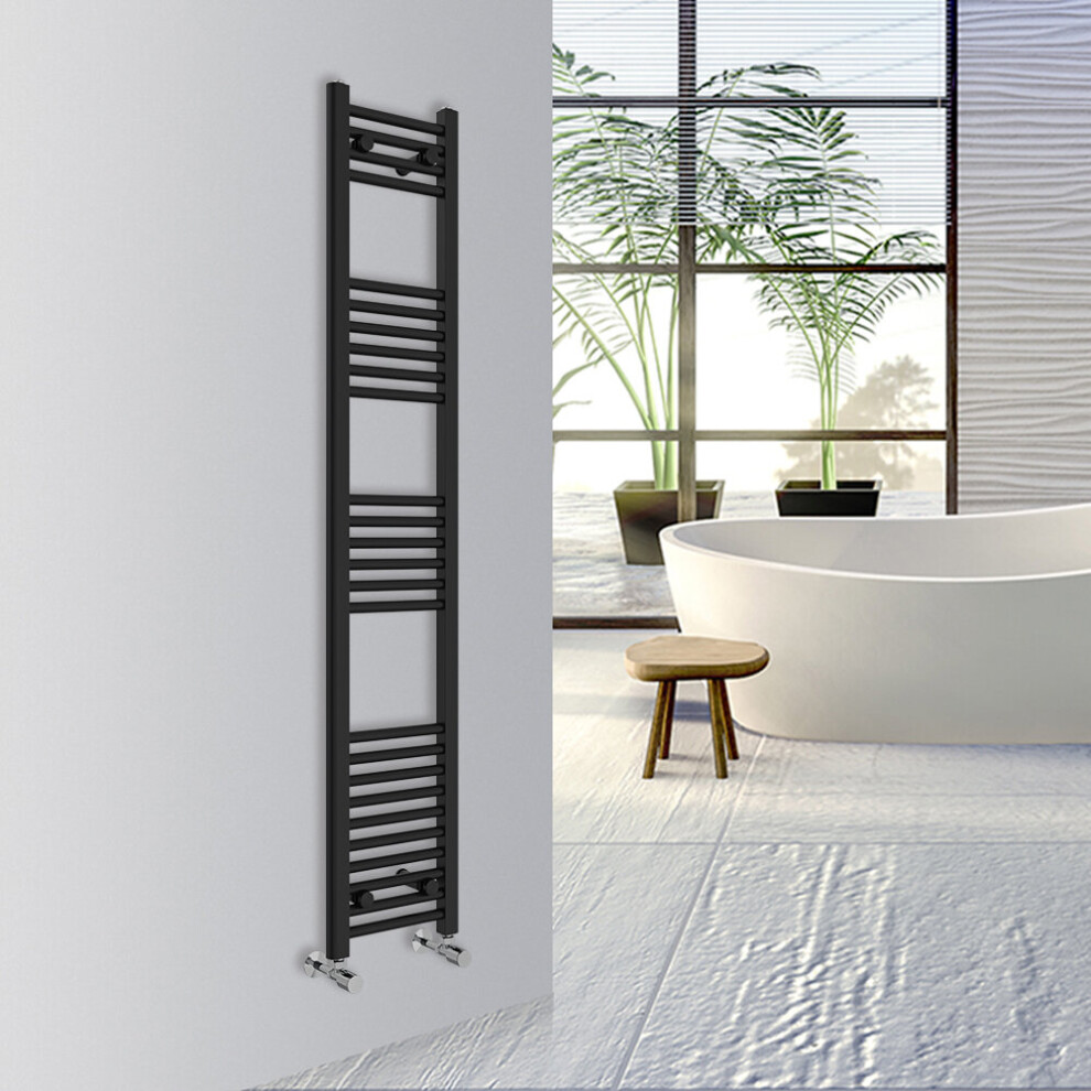 Warmehaus (, 1600X300mm) Straight Bathroom Heated Towel Rail Warmer Radiator Central Heating Black