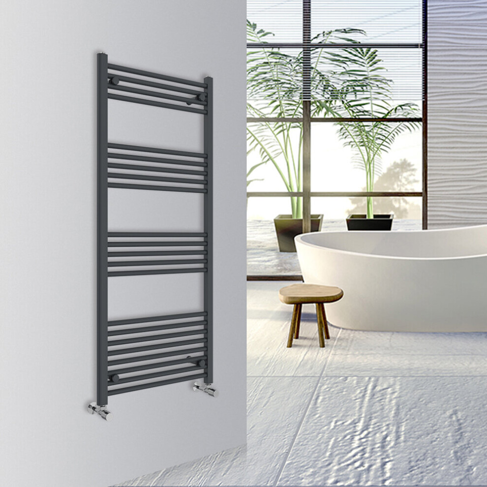 (Anthracite, 1400x600mm) Warmehaus Straight Bathroom Heated Towel Rail Warmer Radiator Central Heating