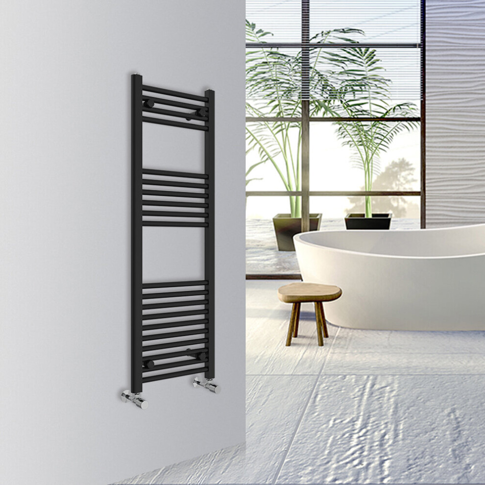 (Black, 1200x400mm) Warmehaus Straight Bathroom Heated Towel Rail Warmer Radiator Central Heating