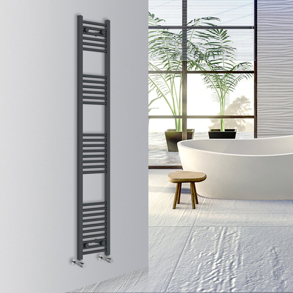 (Anthracite, 1800x300mm) Warmehaus Straight Bathroom Heated Towel Rail Warmer Radiator Central Heating