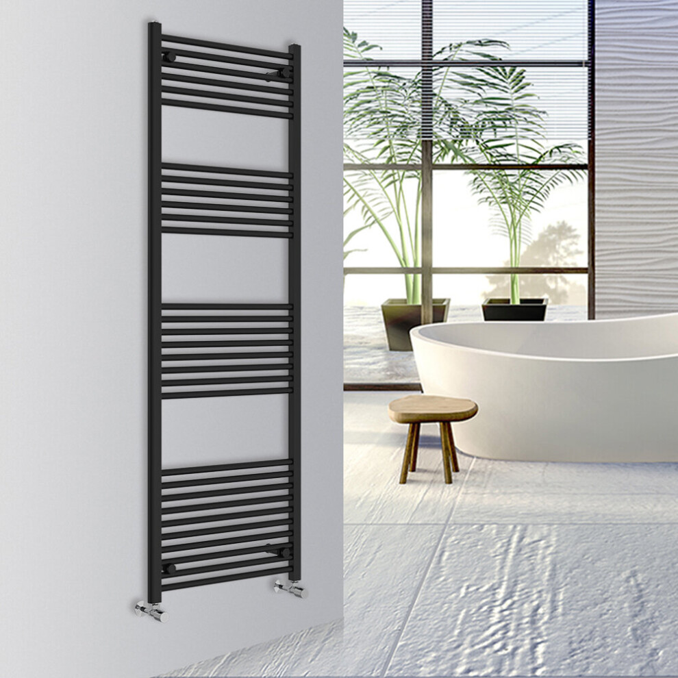 (Black, 1800x600mm) Warmehaus Straight Bathroom Heated Towel Rail Warmer Radiator Central Heating