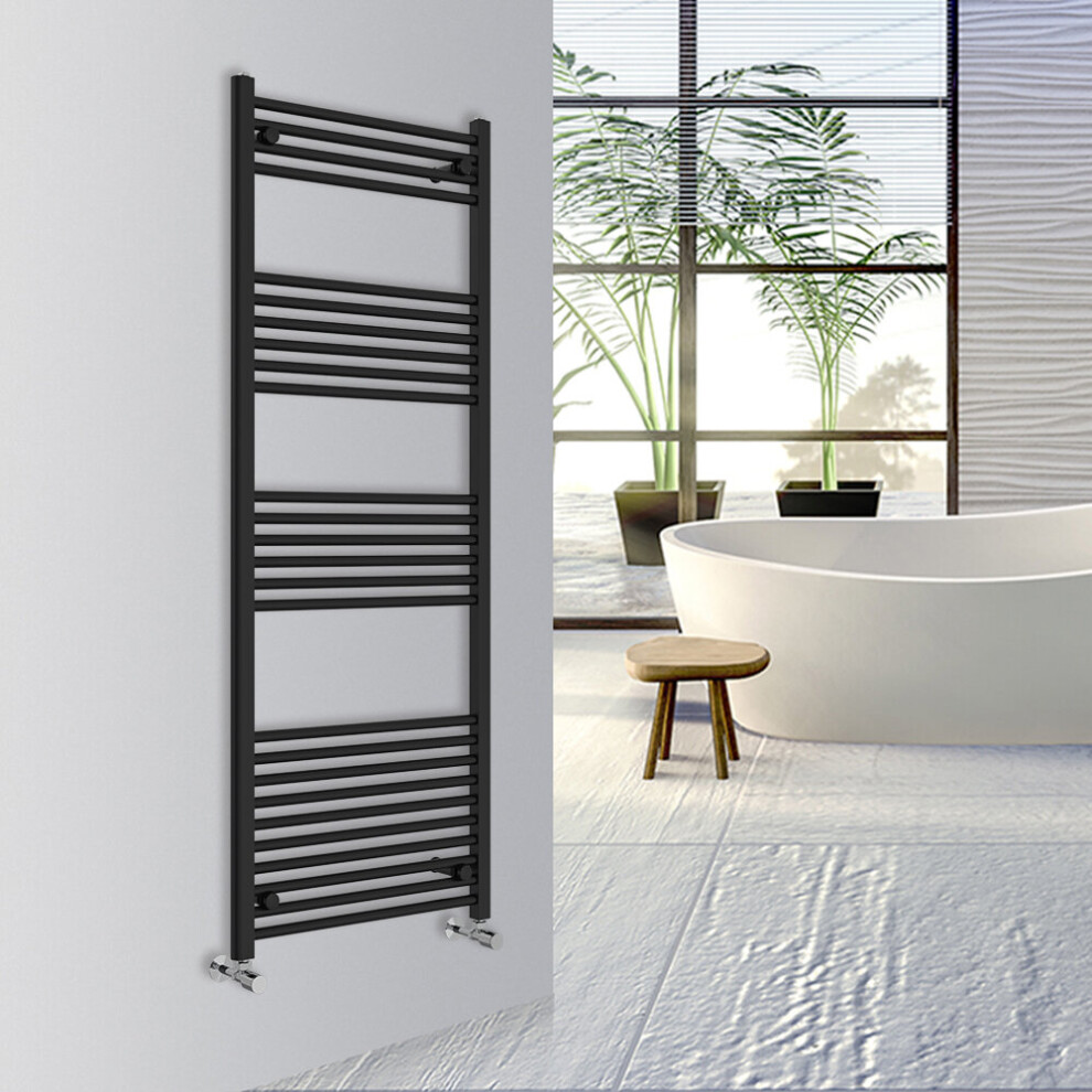 Warmehaus (, 1600X600mm) Straight Bathroom Heated Towel Rail Warmer Radiator Central Heating Black