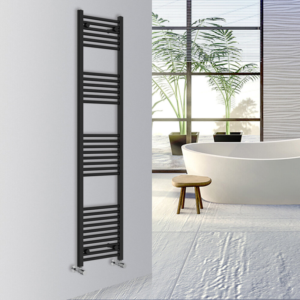 (Black, 1800x400mm) Warmehaus Straight Bathroom Heated Towel Rail Warmer Radiator Central Heating