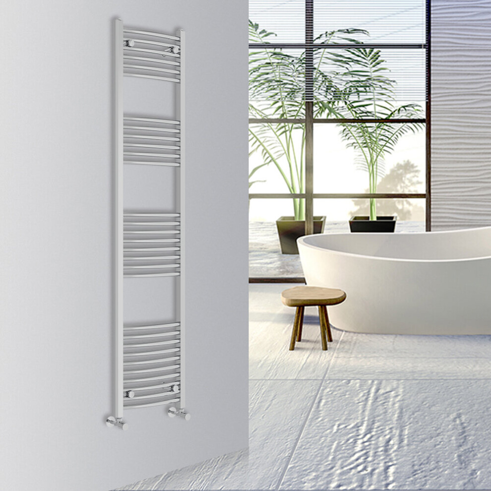 Warmehaus (Chrome, 1800X500mm) Curved Bathroom Heated Towel Rail Warmer Radiator Central Heating