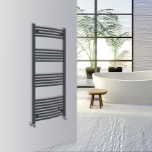 (Anthracite, 1400x600mm) Warmehaus Curved Bathroom Heated Towel Rail Warmer Radiator Central Heating