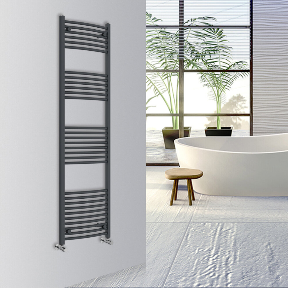 (Anthracite, 1800x500mm) Warmehaus Curved Bathroom Heated Towel Rail Warmer Radiator Central Heating