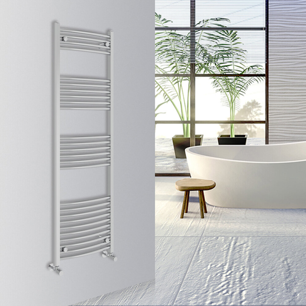 (Chrome, 1600x500mm) Warmehaus Curved Bathroom Heated Towel Rail Warmer Radiator Central Heating