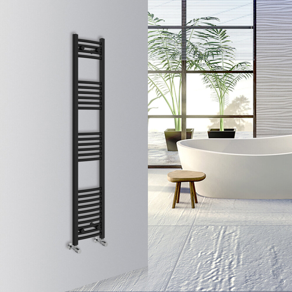 Warmehaus (, 1600X300mm) Curved Bathroom Heated Towel Rail Warmer Radiator Central Heating Black