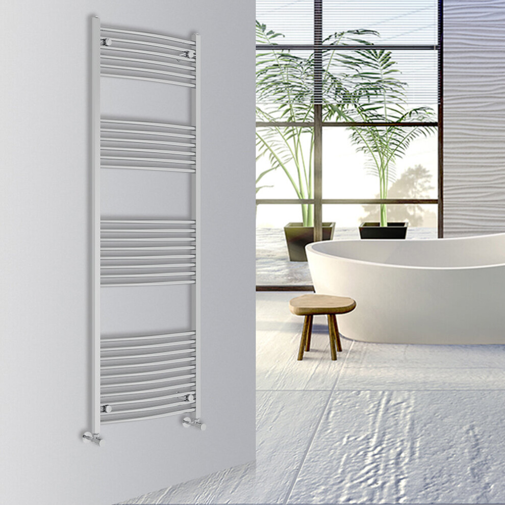 (Chrome, 1800x600mm) Warmehaus Curved Bathroom Heated Towel Rail Warmer Radiator Central Heating