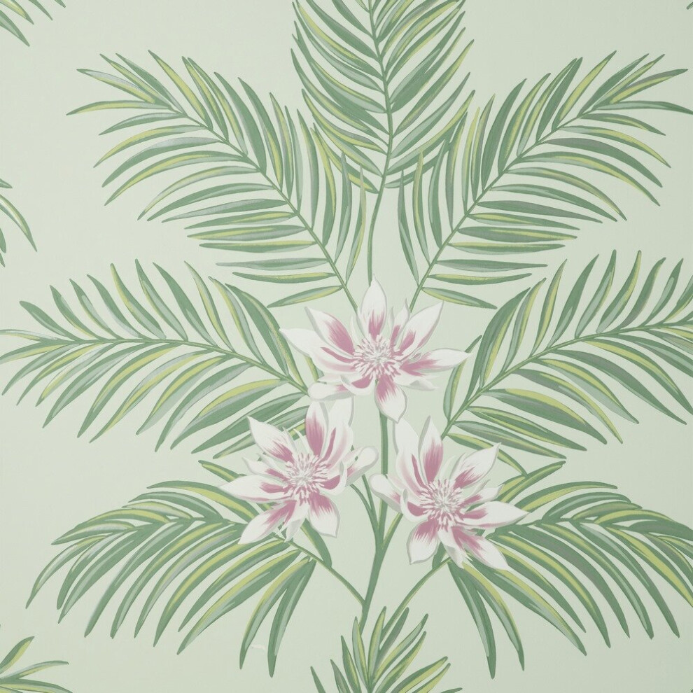 Fine Decor Bali Tropical Floral Sage Wallpaper Fd43278