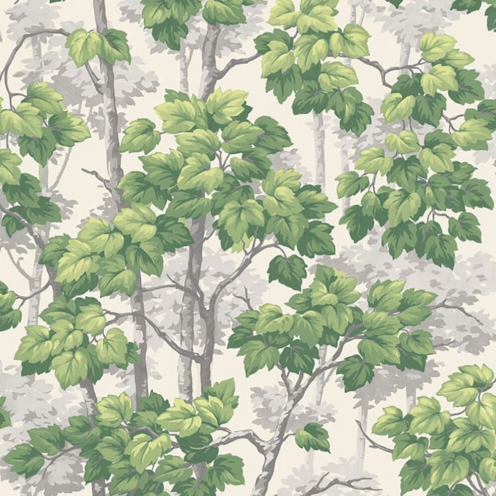 ** SAMPLE Rivington White Green Trees Wallpaper - Image 3