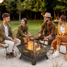Outdoor Bronz Square Garden Fire Pits Bowl with Spark Screen