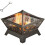 Outdoor Bronz Square Garden Fire Pits Bowl with Spark Screen 3
